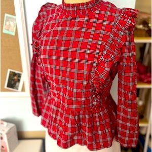 Skies are Blue Plaid Blouse